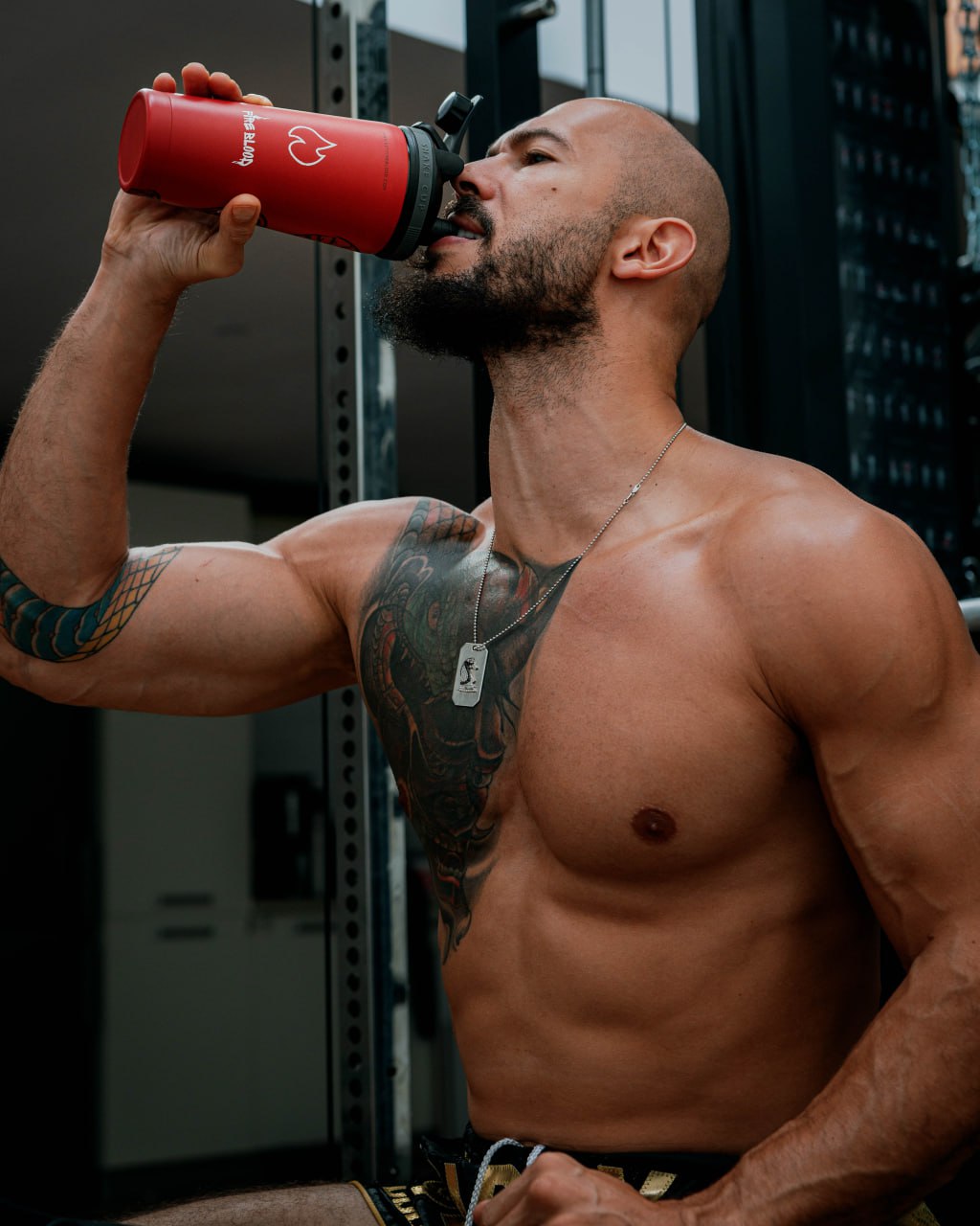 Andrew Tate drinking Fireblood supplement – supplement drink for elite performers